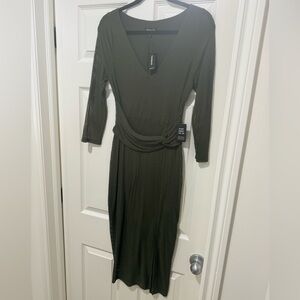 EXPRESS olive green midi dress size small